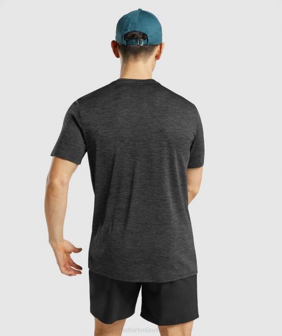 Schwarz Kleidung Gymshark Männer Ankunft meliertes T-Shirt 04P8612