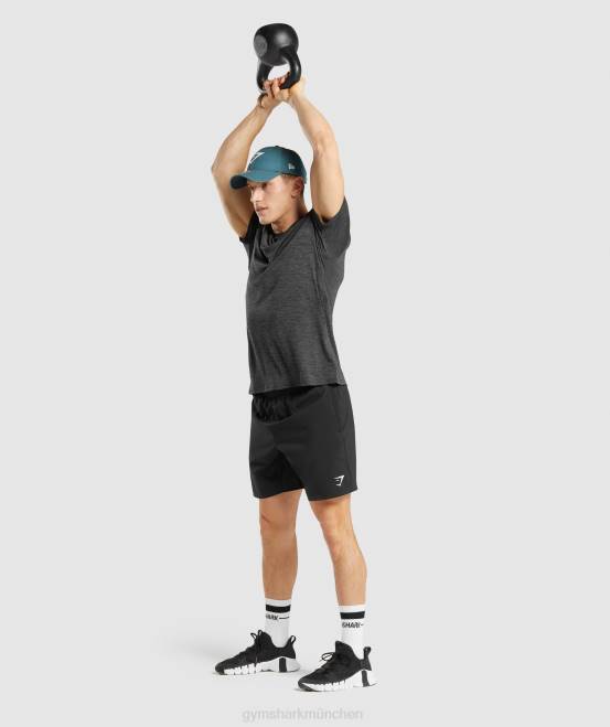 Schwarz Kleidung Gymshark Männer Ankunft meliertes T-Shirt 04P8612