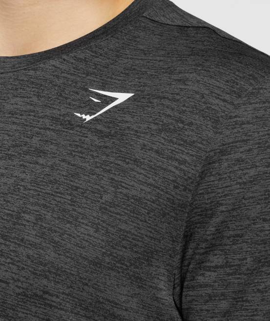 Schwarz Kleidung Gymshark Männer Ankunft meliertes T-Shirt 04P8612