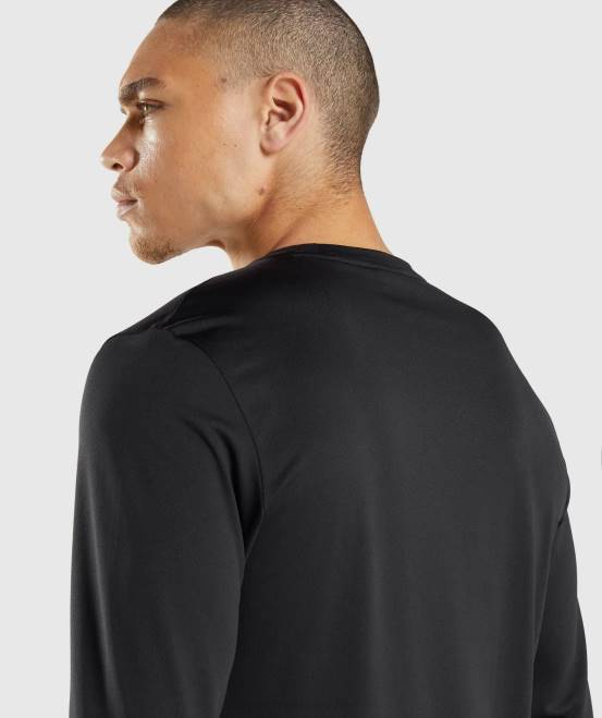 Schwarz Kleidung Gymshark Männer Ankunfts-Langarm-T-Shirt 04P8619