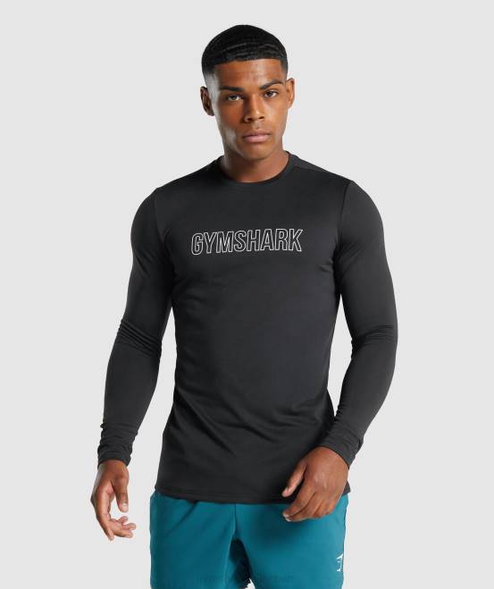 Schwarz Kleidung Gymshark Männer Ankunfts-Langarm-T-Shirt mit Grafik 04P8717