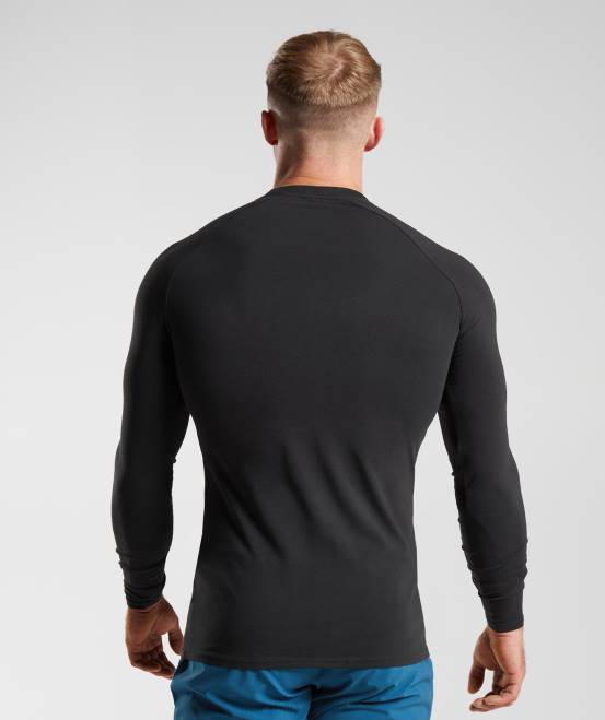 Schwarz Kleidung Gymshark Männer Apollo-Langarm-T-Shirt 04P8731