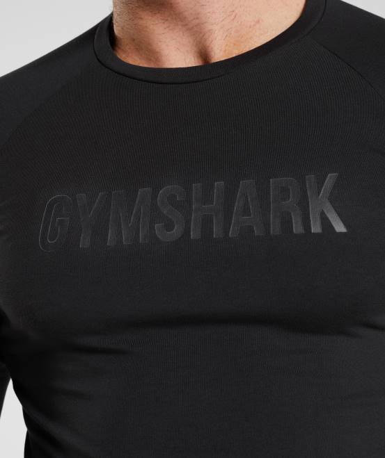 Schwarz Kleidung Gymshark Männer Apollo-Langarm-T-Shirt 04P8731