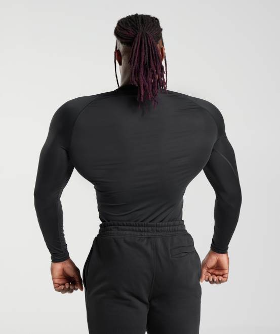 Schwarz Kleidung Gymshark Männer Element Baselayer-Langarm-T-Shirt 04P8671