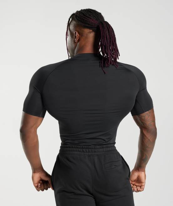 Schwarz Kleidung Gymshark Männer Element-Baselayer-T-Shirt 04P8701