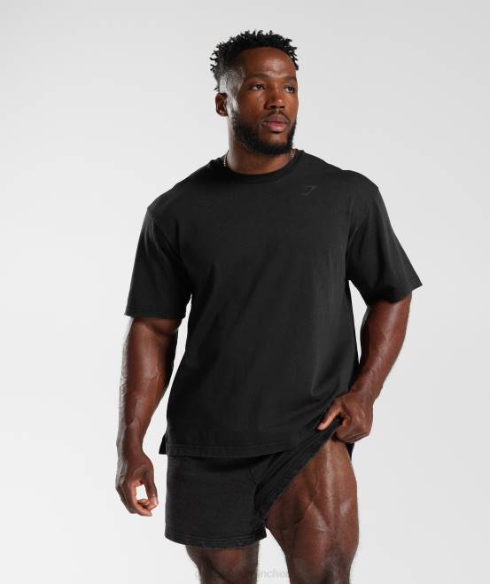 Schwarz Kleidung Gymshark Männer Powergewaschenes T-Shirt 04P8678