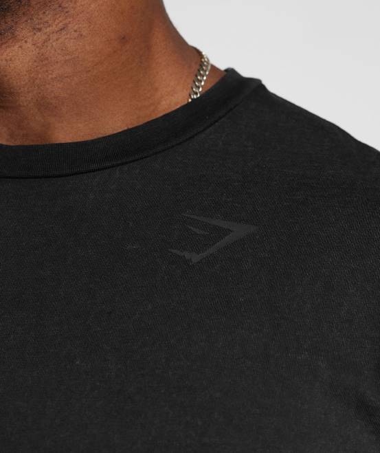 Schwarz Kleidung Gymshark Männer Powergewaschenes T-Shirt 04P8678