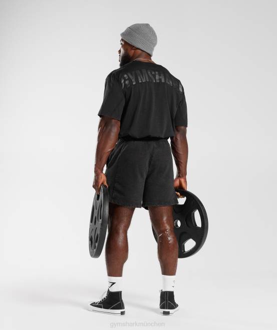 Schwarz Kleidung Gymshark Männer Powergewaschenes T-Shirt 04P8678