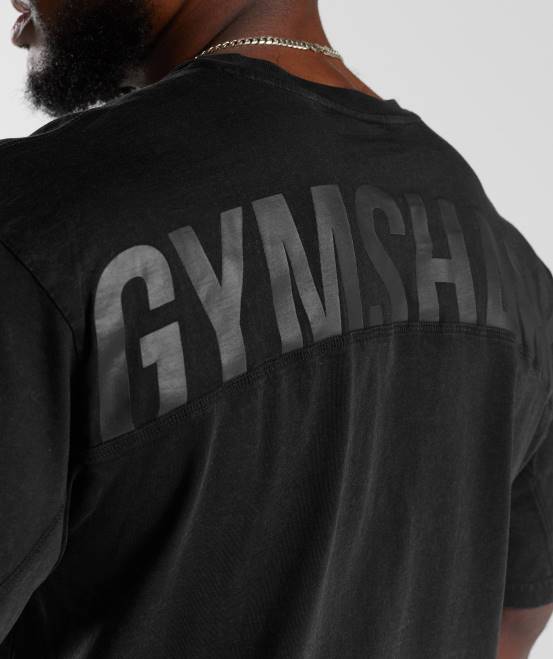 Schwarz Kleidung Gymshark Männer Powergewaschenes T-Shirt 04P8678