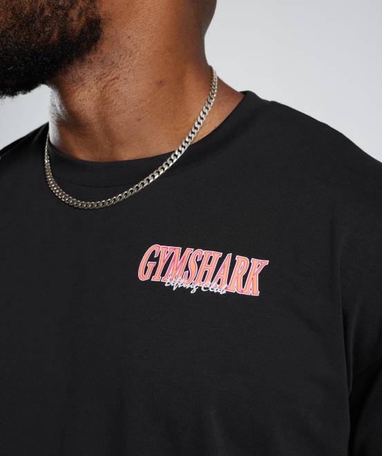 Schwarz Kleidung Gymshark Männer Retrowave übergroßes T-Shirt 04P8589