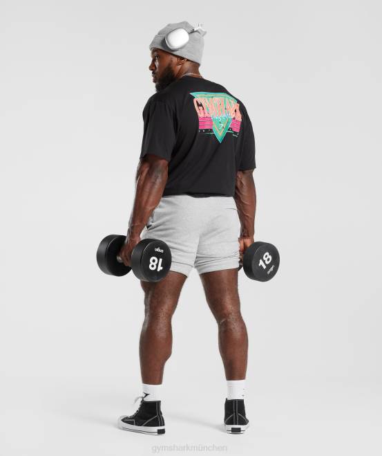 Schwarz Kleidung Gymshark Männer Retrowave übergroßes T-Shirt 04P8589