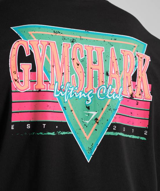 Schwarz Kleidung Gymshark Männer Retrowave übergroßes T-Shirt 04P8589