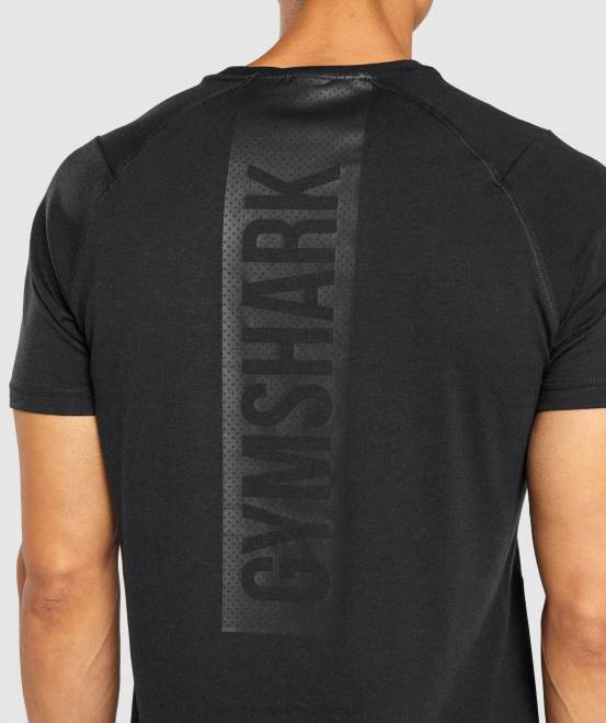 Schwarz Kleidung Gymshark Männer auffälliges T-Shirt 04P8652