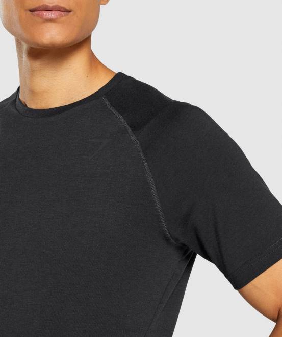 Schwarz Kleidung Gymshark Männer auffälliges T-Shirt 04P8652