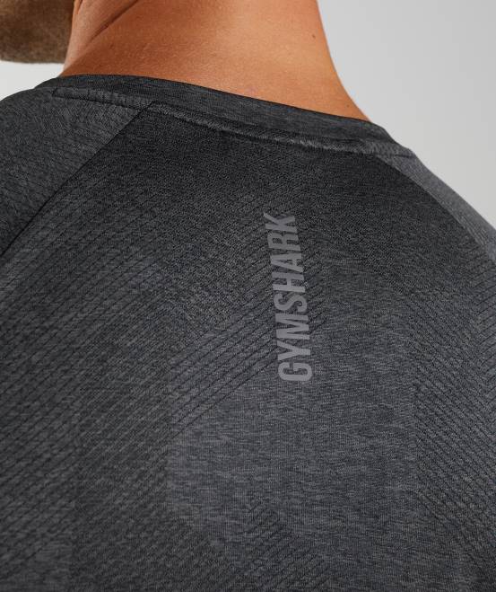 Schwarz/Silhouettengrau Kleidung Gymshark Männer Apex-Langarm-T-Shirt 04P8653