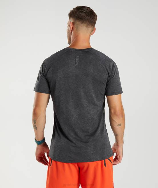 Schwarz/Silhouettengrau Kleidung Gymshark Männer Apex-T-Shirt 04P8646