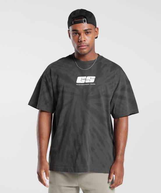 Silhouette Grau/Schwarz/Spiraloptik-Waschung (ausverkauft) Kleidung Gymshark Männer Ruhetag-T-Shirt 04P8772