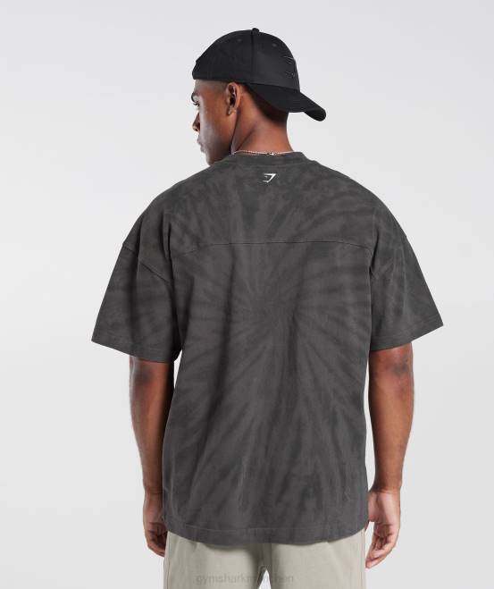 Silhouette Grau/Schwarz/Spiraloptik-Waschung (ausverkauft) Kleidung Gymshark Männer Ruhetag-T-Shirt 04P8772