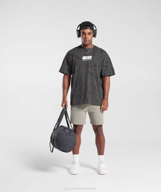 Silhouette Grau/Schwarz/Spiraloptik-Waschung (ausverkauft) Kleidung Gymshark Männer Ruhetag-T-Shirt 04P8772
