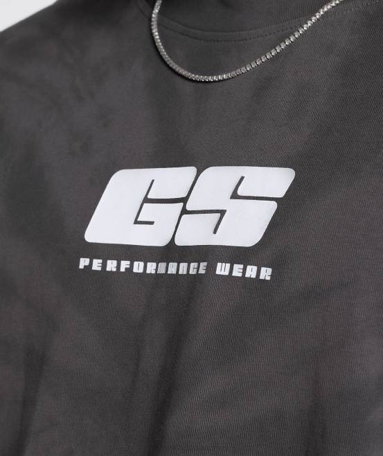 Silhouette Grau/Schwarz/Spiraloptik-Waschung (ausverkauft) Kleidung Gymshark Männer Ruhetag-T-Shirt 04P8772