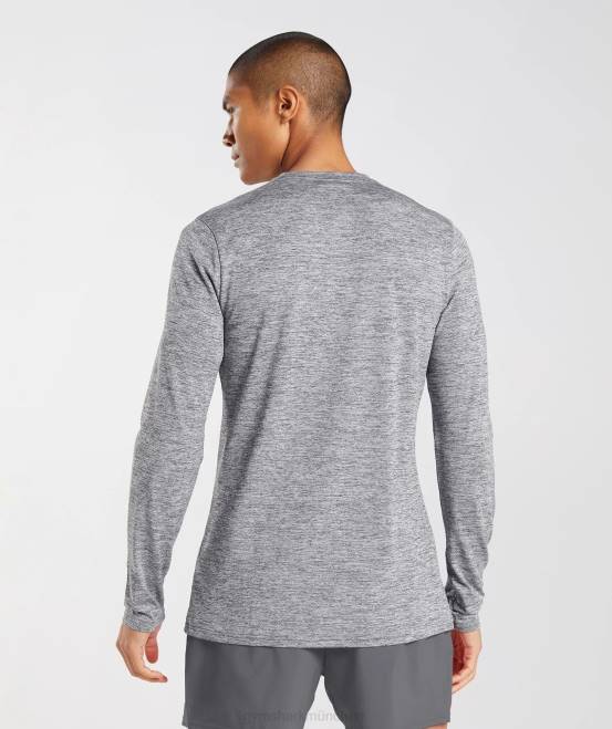 Silhouette grau/hellgrau meliert Kleidung Gymshark Männer Ankunfts-Langarm-T-Shirt 04P8605