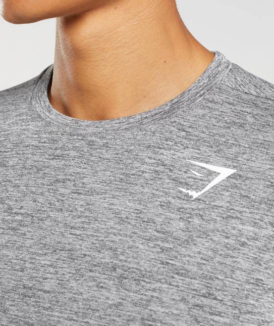 Silhouette grau/hellgrau meliert Kleidung Gymshark Männer Ankunfts-Langarm-T-Shirt 04P8605