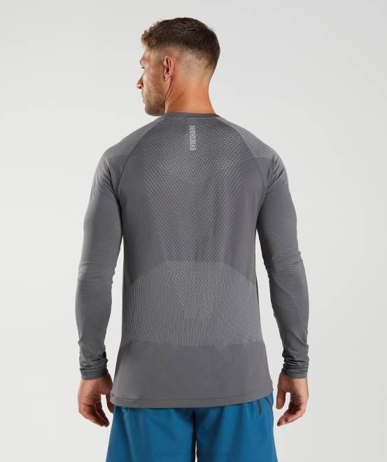 Silhouette grau/rauchgrau Kleidung Gymshark Männer Apex nahtloses Langarm-T-Shirt 04P8630