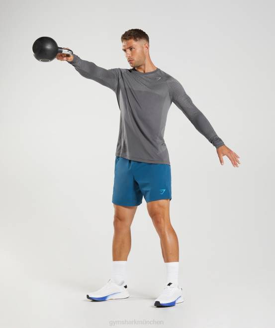Silhouette grau/rauchgrau Kleidung Gymshark Männer Apex nahtloses Langarm-T-Shirt 04P8630