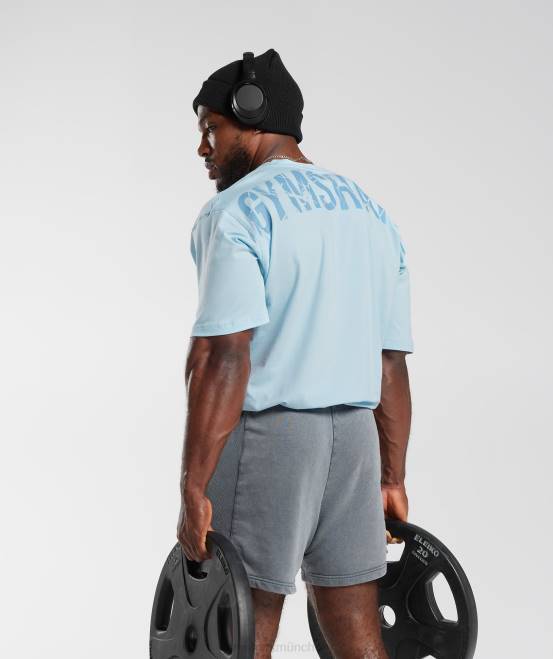 Skyline blau Kleidung Gymshark Männer Power-T-Shirt 04P8648
