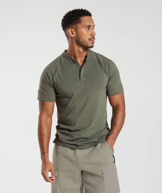 Staubiges Olivgrün (ausverkauft) Kleidung Gymshark Männer Ruhetag-Pendler-Poloshirt 04P8783