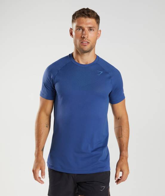 Sternenblau/Seeuferblau Kleidung Gymshark Männer Apex nahtloses T-Shirt 04P8757