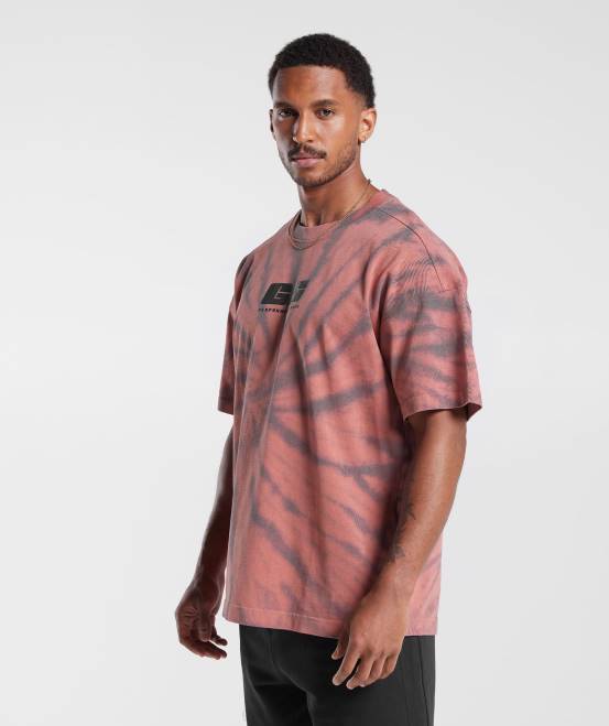 Terrakottarosa/Altkastanienbraun/Spiraloptik (ausverkauft) Kleidung Gymshark Männer Ruhetag-T-Shirt 04P8775