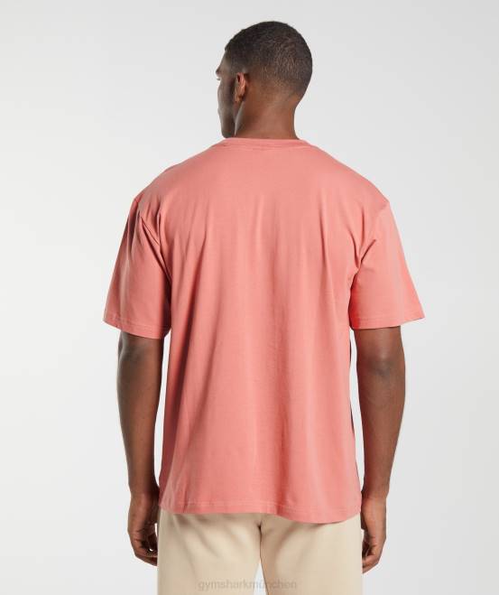 Terrakottarosa Kleidung Gymshark Männer unverzichtbares übergroßes T-Shirt 04P8569