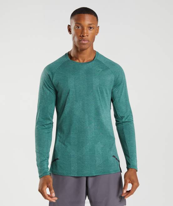 Waldgrün/Hoyagrün Kleidung Gymshark Männer Apex-Langarm-T-Shirt 04P8608