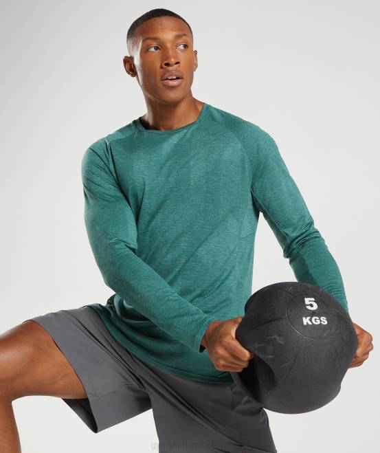 Waldgrün/Hoyagrün Kleidung Gymshark Männer Apex-Langarm-T-Shirt 04P8608