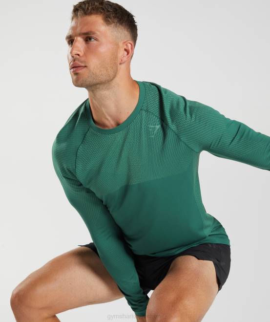 Waldgrün/Hoyagrün Kleidung Gymshark Männer Apex nahtloses Langarm-T-Shirt 04P8699