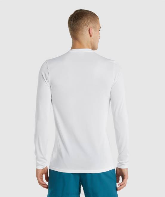 Weiß Kleidung Gymshark Männer Ankunfts-Langarm-T-Shirt 04P8649