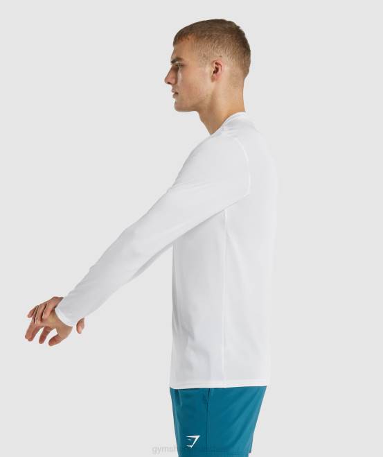 Weiß Kleidung Gymshark Männer Ankunfts-Langarm-T-Shirt 04P8649