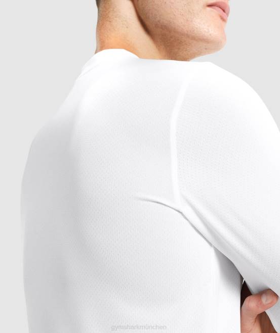 Weiß Kleidung Gymshark Männer Ankunfts-Langarm-T-Shirt 04P8649