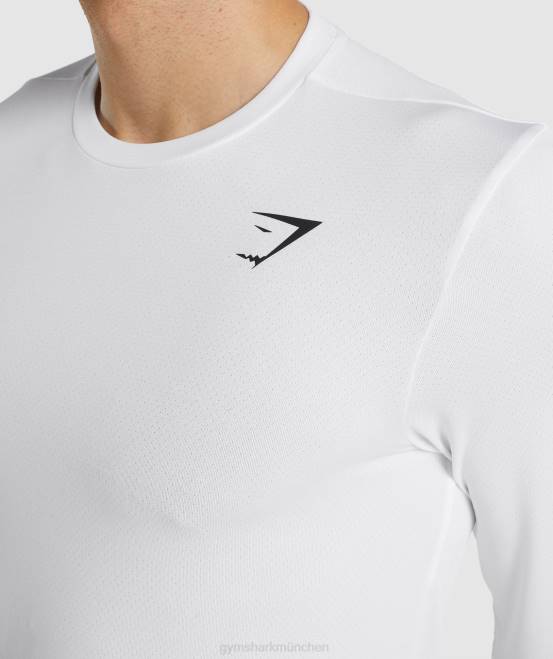 Weiß Kleidung Gymshark Männer Ankunfts-Langarm-T-Shirt 04P8649