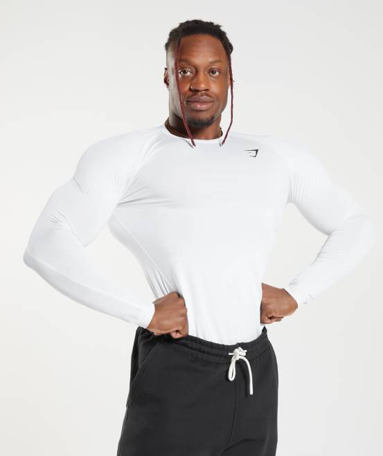 Weiß Kleidung Gymshark Männer Element Baselayer-Langarm-T-Shirt 04P8631
