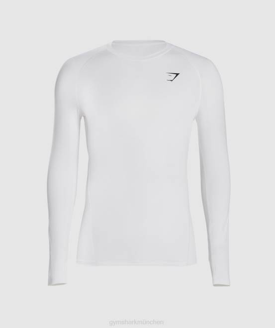 Weiß Kleidung Gymshark Männer Element Baselayer-Langarm-T-Shirt 04P8631