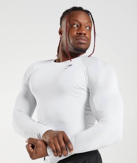 Weiß Kleidung Gymshark Männer Element Baselayer-Langarm-T-Shirt 04P8631