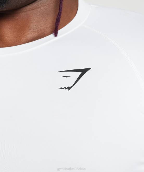 Weiß Kleidung Gymshark Männer Element-Baselayer-T-Shirt 04P8677