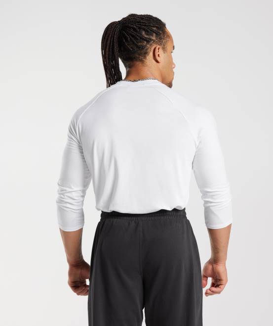 Weiß Kleidung Gymshark Männer Legacy-Henley-Oberteil 04P8655