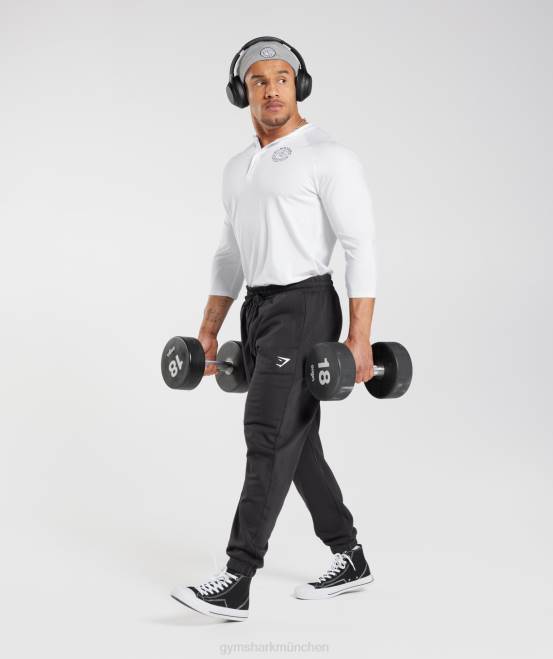 Weiß Kleidung Gymshark Männer Legacy-Henley-Oberteil 04P8655