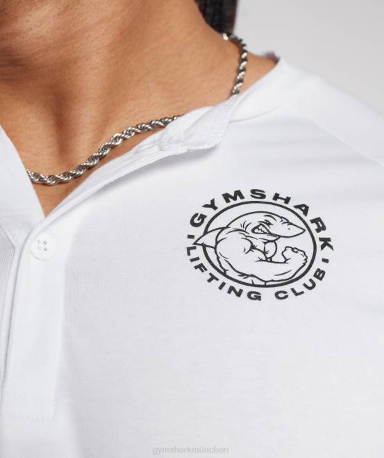 Weiß Kleidung Gymshark Männer Legacy-Henley-Oberteil 04P8655