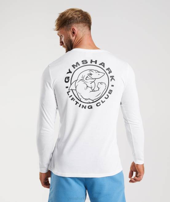 Weiß Kleidung Gymshark Männer Legacy-Langarm-T-Shirt 04P8676