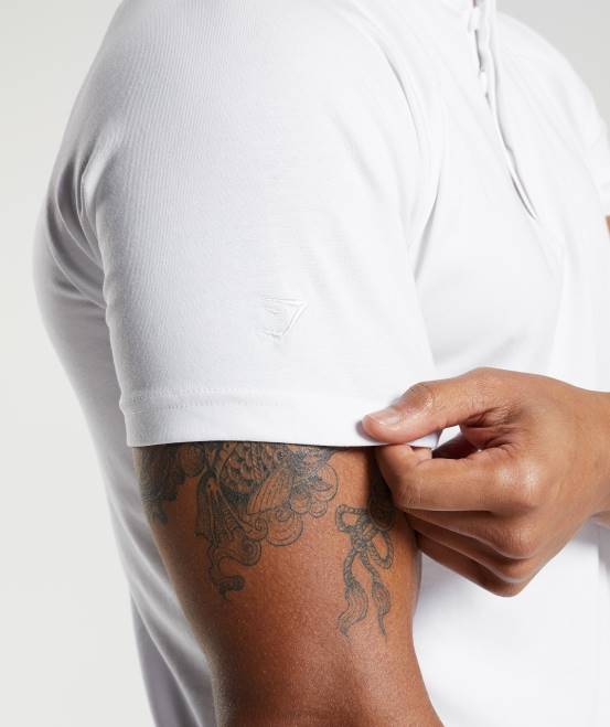 Weiß Kleidung Gymshark Männer Ruhetag-Pendler-Poloshirt 04P8590