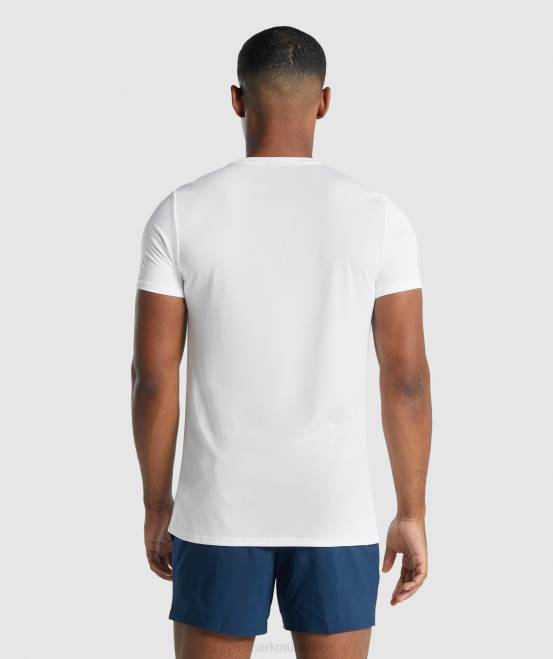 Weiß Kleidung Gymshark Männer T-Shirt mit Ankunftsgrafik 04P8666